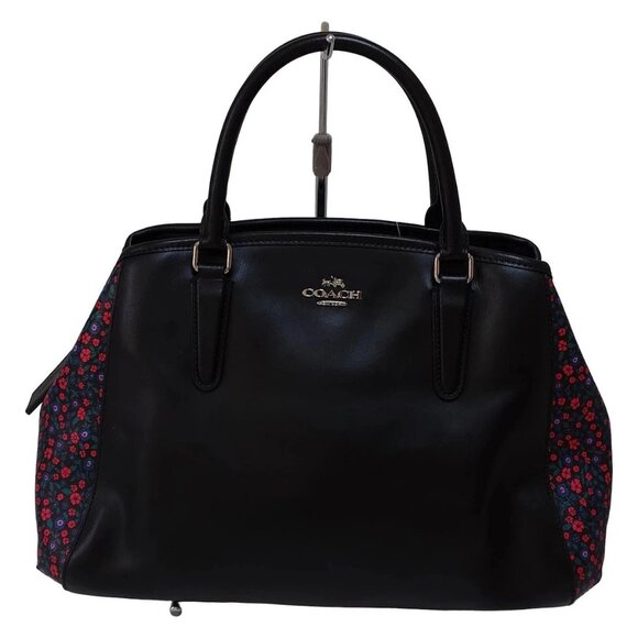 Auth COACH - F Black Red Multi Leather PVC Handbag - Picture 2 of 9